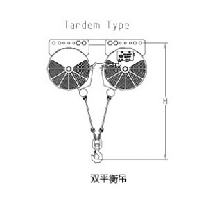 KAB-T200并連氣動平衡器尺寸圖 KAB-T200并連氣動平衡器尺寸圖